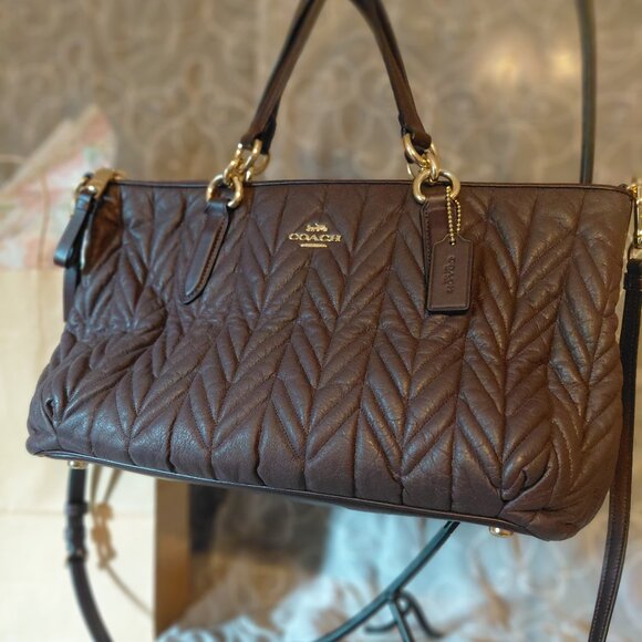 Coach Ally Satchel with Quilting in Oxblood red - Picture 1 of 6